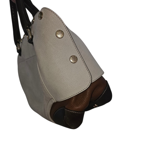 Furla satchel two-tone combo of beige Suede and Brown Leather Bag - Picture 2 of 11